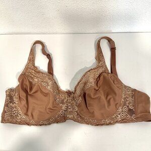 Prima Valentina 40DD Underwire Bra Floral Lace Soft Cup No Padding Stretch Brown